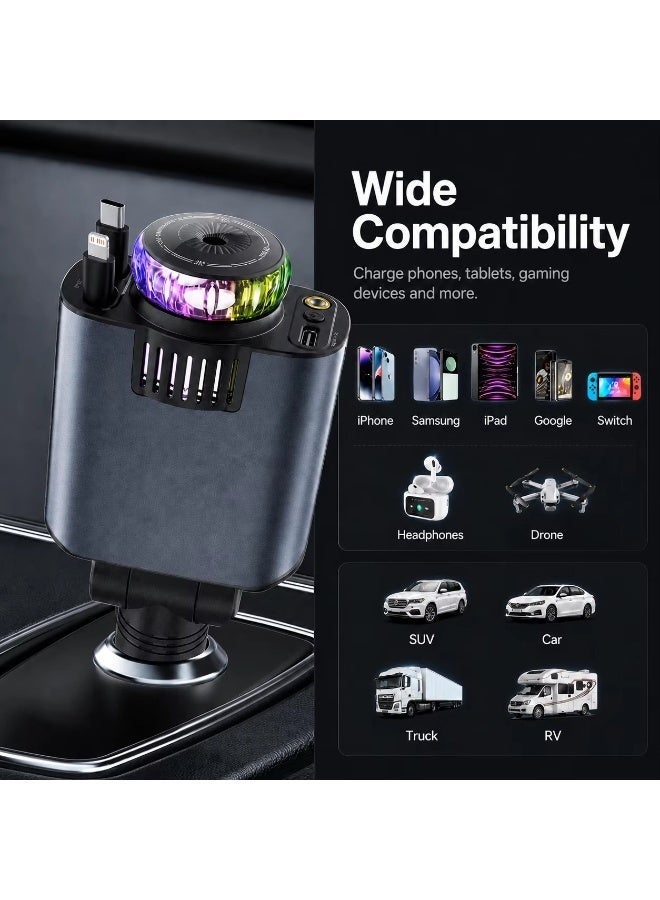 ELTRAZONE Starlight 5-in-1 Car Charger & Aroma Diffuser with 45W Fast Charging, USB-C PD 30W, USB Ports & LED Starlight Light - Image 1