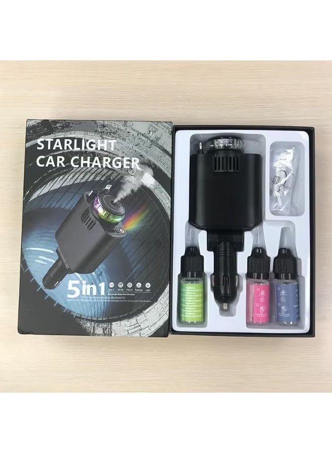 ELTRAZONE Starlight 5-in-1 Car Charger & Aroma Diffuser with 45W Fast Charging, USB-C PD 30W, USB Ports & LED Starlight Light - Image 3