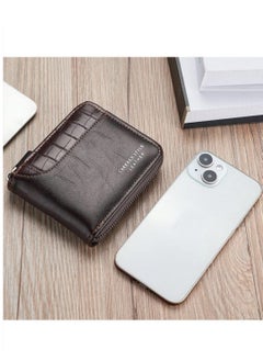 Generic Men's PU Crocodile Leather Wallet, Short Multifunctional Zipper Wallet, Fashion Universal for Youth, Students, Travel, Card Holder  - Image 2