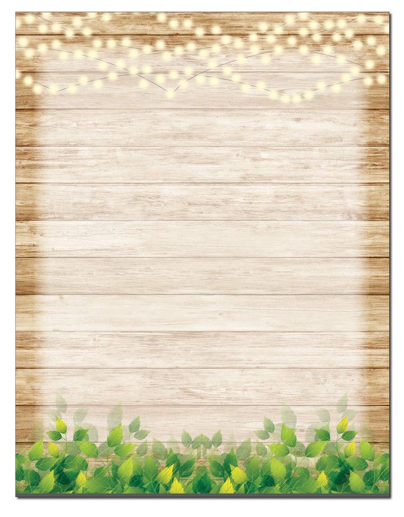 Rustic Wood Theme Stationery - 8.5 x 11-60 Letterhead Sheets - Rustic Letterhead (Rustic Wood)