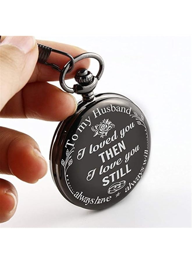 YELLOW CHIMES - Pocket Watch Pendant With Chain For Husband Unique Memorable Gift Dual Purpose Stainless Steel Clock For Men - Image 1