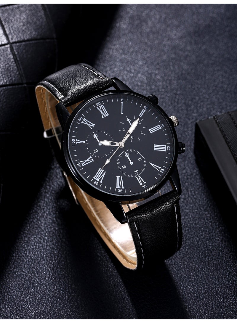 جنيفا أسود هادئ جو الرجال بو الجلود ووتش مجموعة ، مع محفظة الأزياء والمجوهرات ، هدية مثالية لعيد ميلاده - Image 5