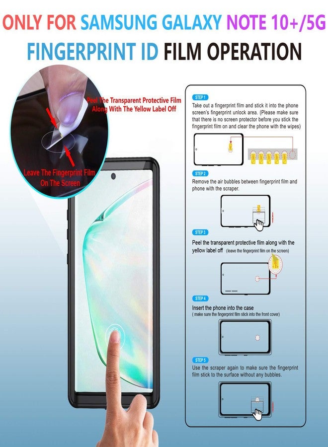 جراب Lanhiem لهاتف Galaxy Note 10+ Plus، مزود بواقي شاشة مدمج [متوافق مع بصمة الإصبع]، مقاوم للماء والغبار والصدمات بمعيار IP68، غطاء حماية كامل للجسم لهاتف Samsung Galaxy Note 10+ / Note 10+ 5G - Image 5