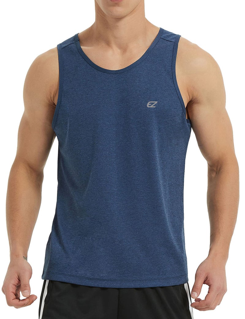 EZRUN Men's Tank Tops Quick Dry Workout Swim Beach Shirts Sleeveless Shirts for Bodybuilding Gym Fitness Training Blue - Image 1