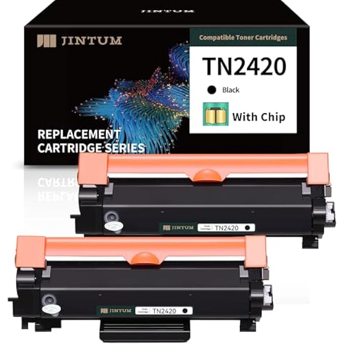 JINTUM بديل حبر TN2420 المتوافق مع طابعة Brother TN2420 لطرازات MFC L2710DW و HL-L2350DW و MFC-L2710DN و DCP-L2530DW و HL-L2375DW و MFC-L2750DW و HL-L2310D و MFC-L2730DW و HL-L2370DN (أسود، عبوة 2) - Image 1