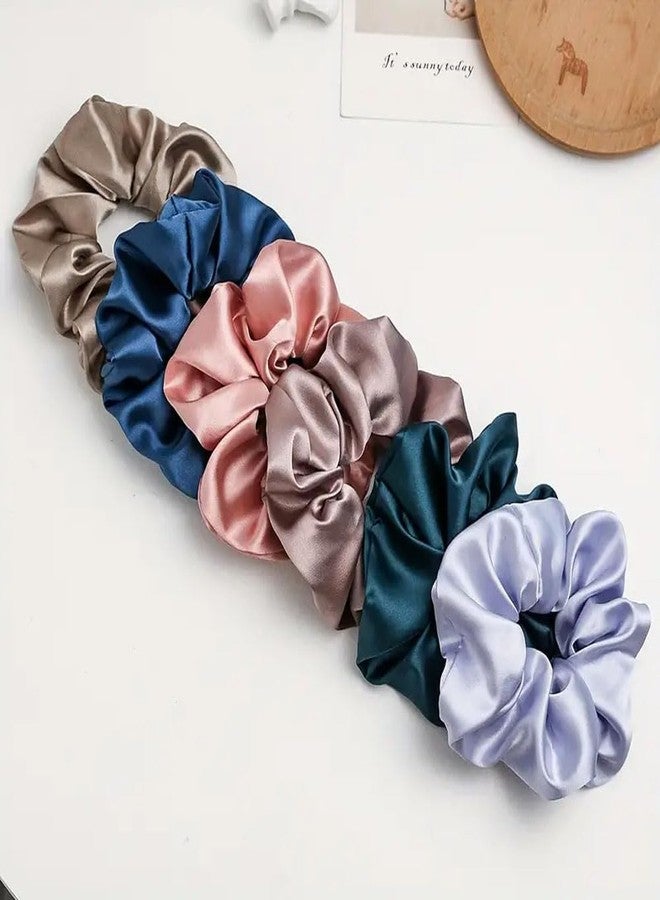 Ashkash 6-Piece Silky Satin Hair Tie Simple Style Elastic Ponytail Holder Scrunchies Set - Gentle Hair Accessories for Women - for All Hair Types - Image 1