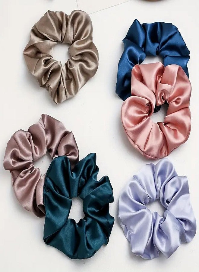 Ashkash 6-Piece Silky Satin Hair Tie Simple Style Elastic Ponytail Holder Scrunchies Set - Gentle Hair Accessories for Women - for All Hair Types - Image 4
