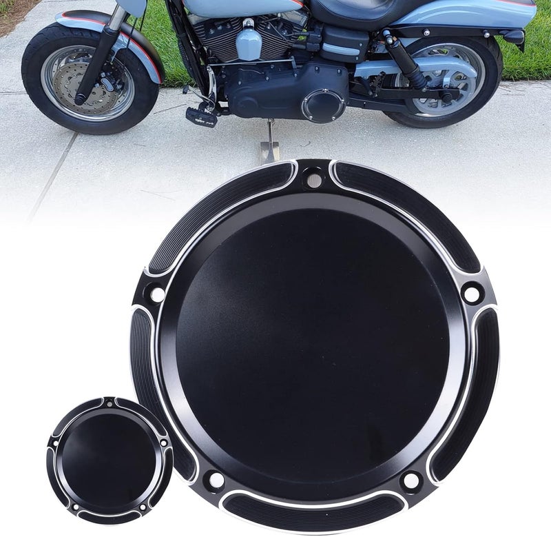 Goldfire 5 Hole Derby Timer Cover and Points Covers Fits for Harley 1999-2014 Big Twin Cam Touring Road King Electra Glide FLHR FLHX FXST Dyna (Black) - Image 1