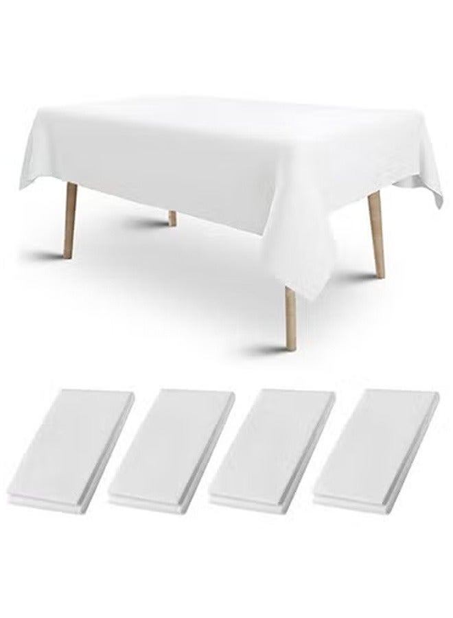 onepiece8 4 Pack 137 x 274cm Disposable Tablecloths, White Plastic Waterproof Table Cloths  for Indoor/Outdoor Parties Birthdays Weddings Anniversary - Image 1