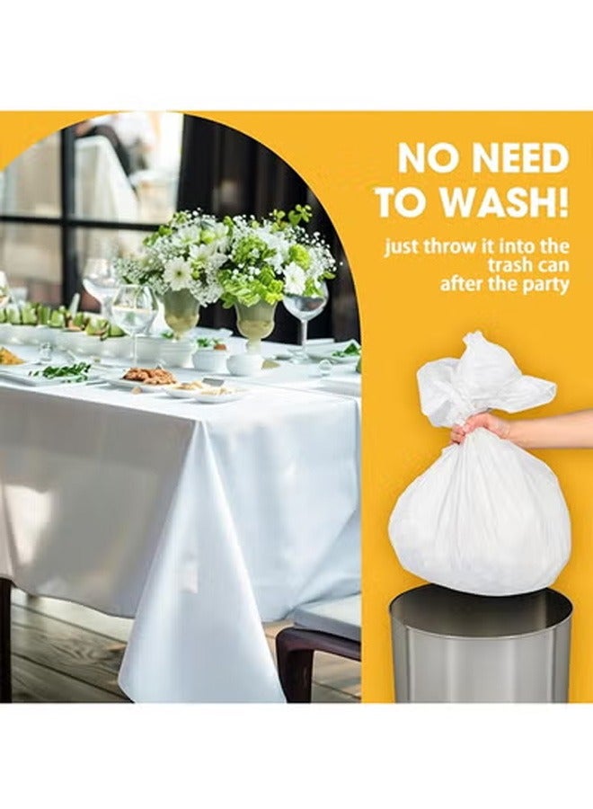 onepiece8 4 Pack 137 x 274cm Disposable Tablecloths, White Plastic Waterproof Table Cloths  for Indoor/Outdoor Parties Birthdays Weddings Anniversary - Image 5