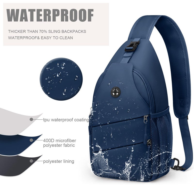 Pritent Crossbody Bags for Women Men Trendy Sling Bag Bakpack Casual Chest Bag with Convertible Shoulder Strap Travel Cross Body Bag for Hiking Traveling Outdoors (Navy Blue) - Image 4