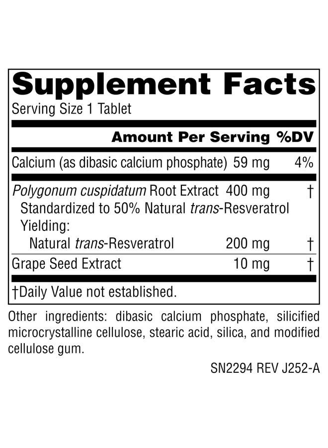 Source Naturals Resveratrol 200™ 200 mg 120 Tablet - Image 2