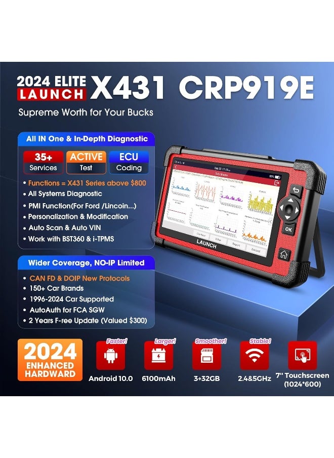 LAUNCH X431 CRP919E Elite OBD2 Scanner, 2024 Bidirectional Scan Tool