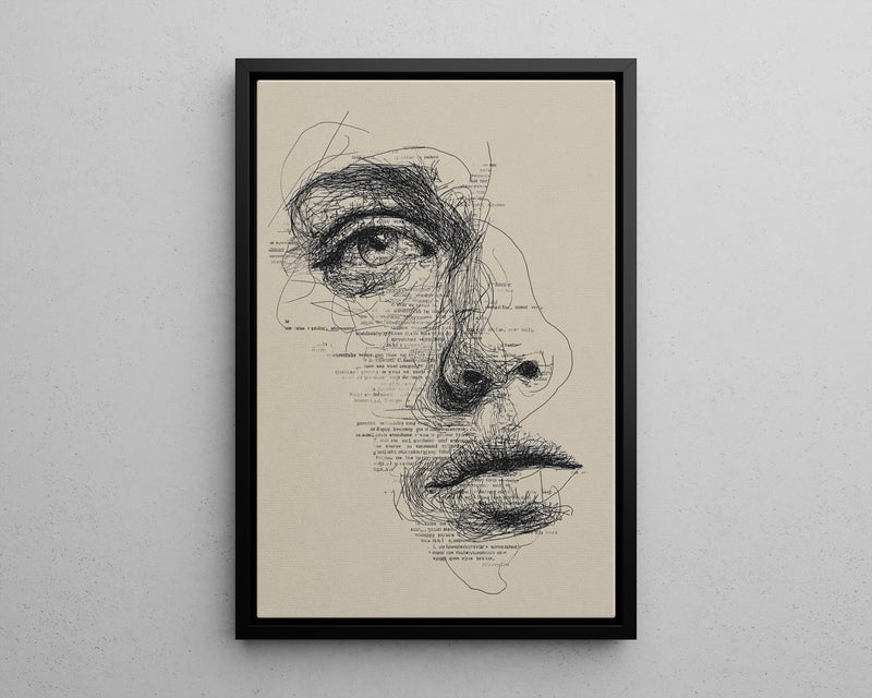 TNESSENTIAL Abstract Face Scribble Line Portrait Poster or Canvas Print, Calligram Human Face Wall Decor, Pen Sketch Drawing Art, Hand Drawn Face Print - Image 5