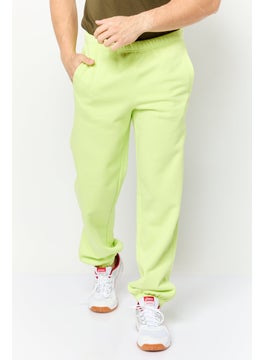 Men Regular Fit Brand Logo Sweatpants, Lime Green