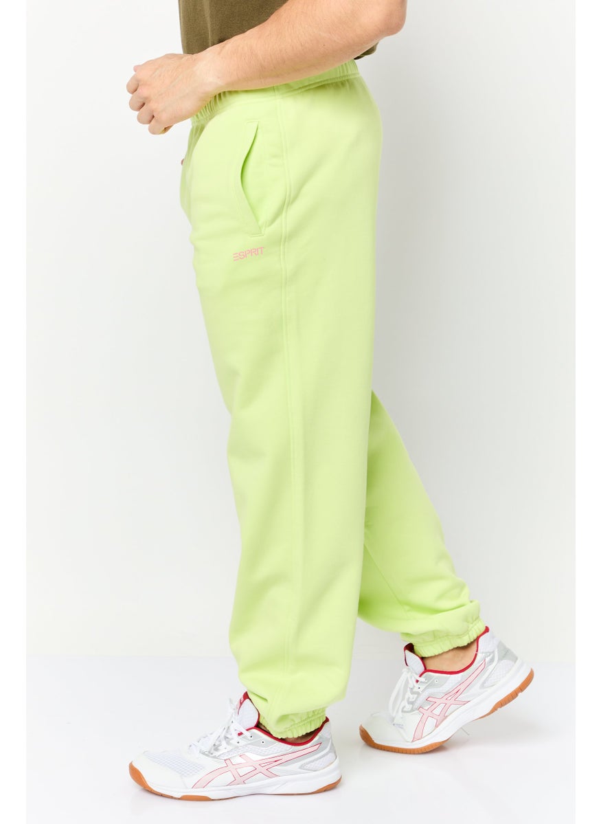 ESPRIT - Men Regular Fit Brand Logo Sweatpants, Lime Green - Image 1