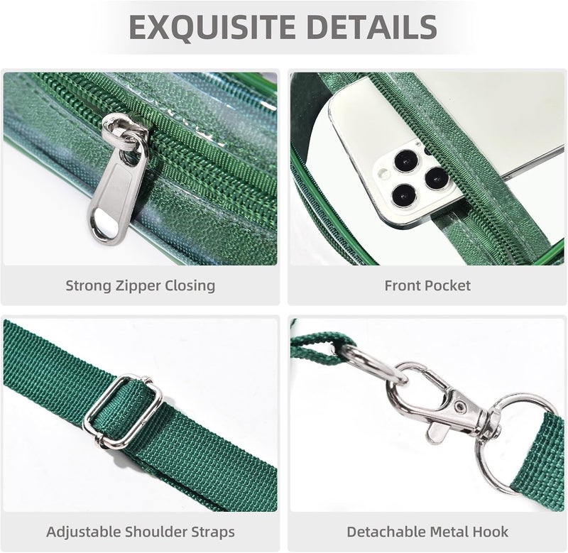 Fibrdoo Clear Crossbody Purse Bag, Clear Bag Stadium Approved with Front Pocket for Concerts Sports Festivals - Image 3