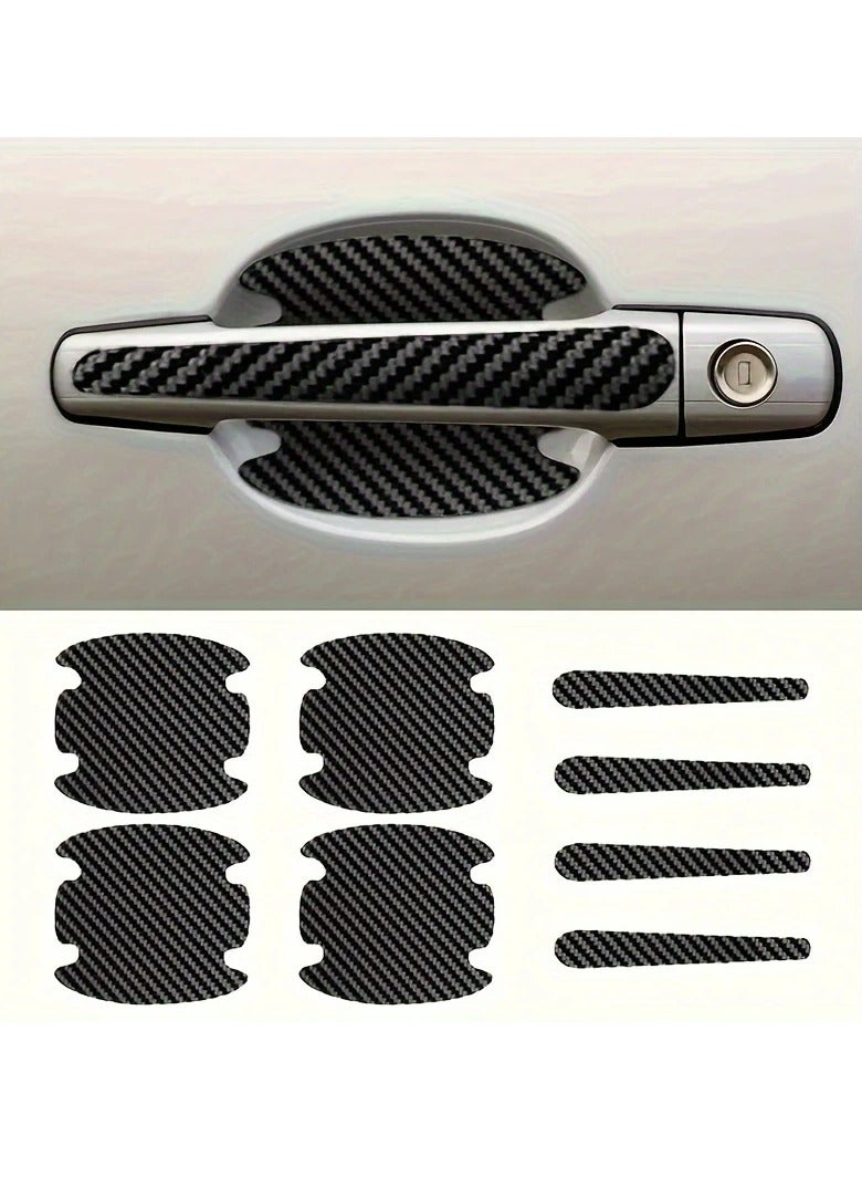 PAMEER 8pcs Carbon Fiber Car Door Handle Covers - Scratch-Resistant, Reinforced Paint Protection for Left Side  - Image 1