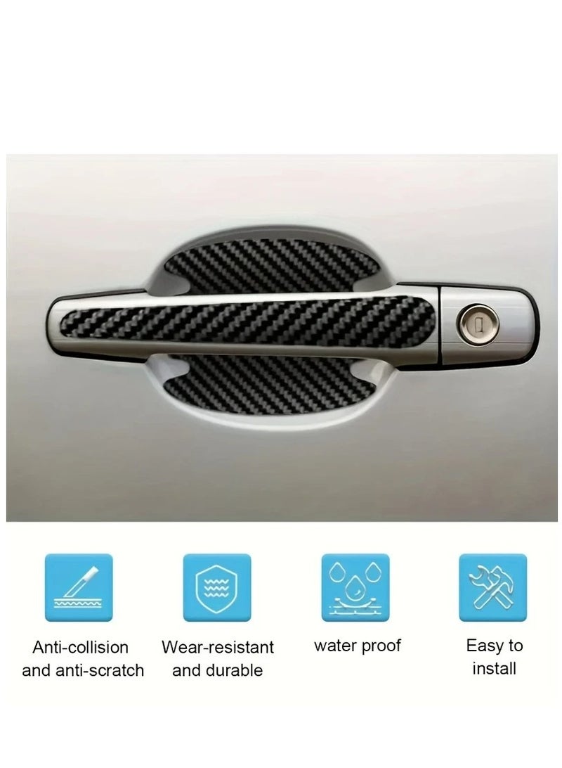 PAMEER 8pcs Carbon Fiber Car Door Handle Covers - Scratch-Resistant, Reinforced Paint Protection for Left Side  - Image 3