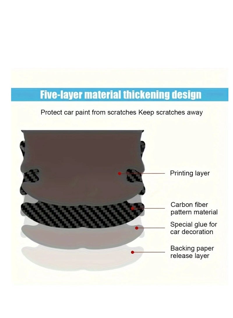 PAMEER 8pcs Carbon Fiber Car Door Handle Covers - Scratch-Resistant, Reinforced Paint Protection for Left Side  - Image 4