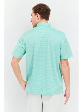 Greg Norman Men Sportswear Fit Stripe Short Sleeve Training Polo Shirt, Mint  - Image 3