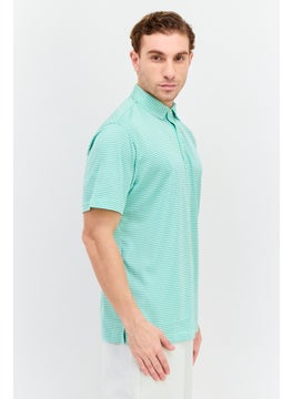 Greg Norman Men Sportswear Fit Stripe Short Sleeve Training Polo Shirt, Mint  - Image 2