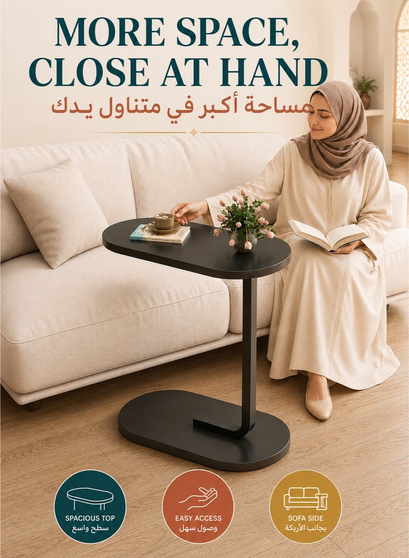 XiuWoo C Shaped End Table, Side Table for Couch and Bed, Small Side Table, TV Tray Table for Small Spaces, Living Room, Bedroom, Rustic Snack Table 45*30*63CM - Image 2