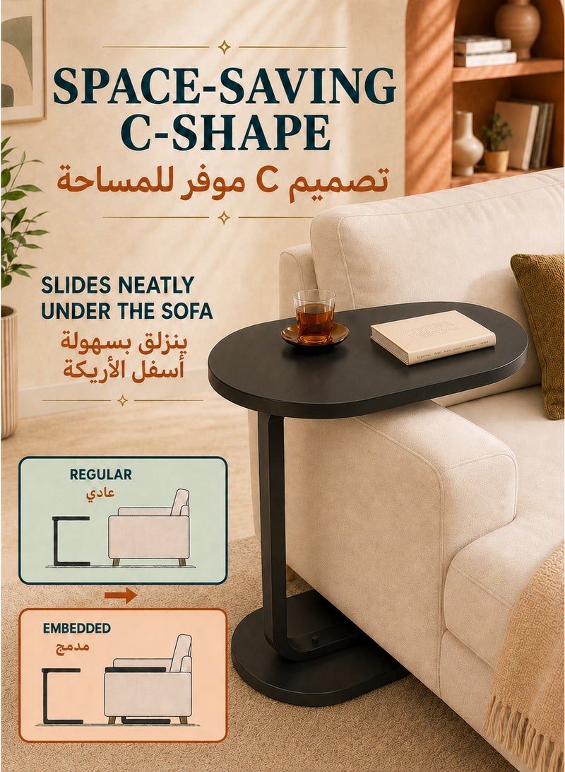 XiuWoo C Shaped End Table, Side Table for Couch and Bed, Small Side Table, TV Tray Table for Small Spaces, Living Room, Bedroom, Rustic Snack Table 45*30*63CM - Image 3