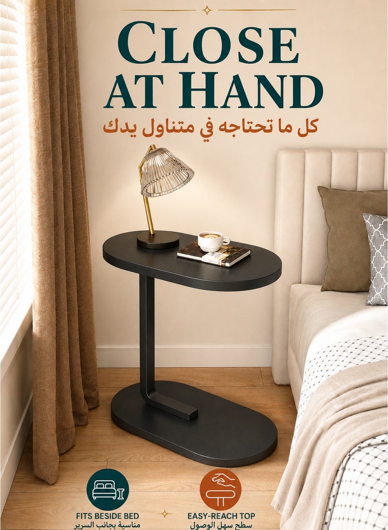XiuWoo C Shaped End Table, Side Table for Couch and Bed, Small Side Table, TV Tray Table for Small Spaces, Living Room, Bedroom, Rustic Snack Table 45*30*63CM - Image 4
