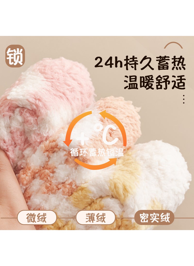 Generic - Striped Coral Fleece Socks Women Thick Warm Home Sleep Tangerine - Image 1