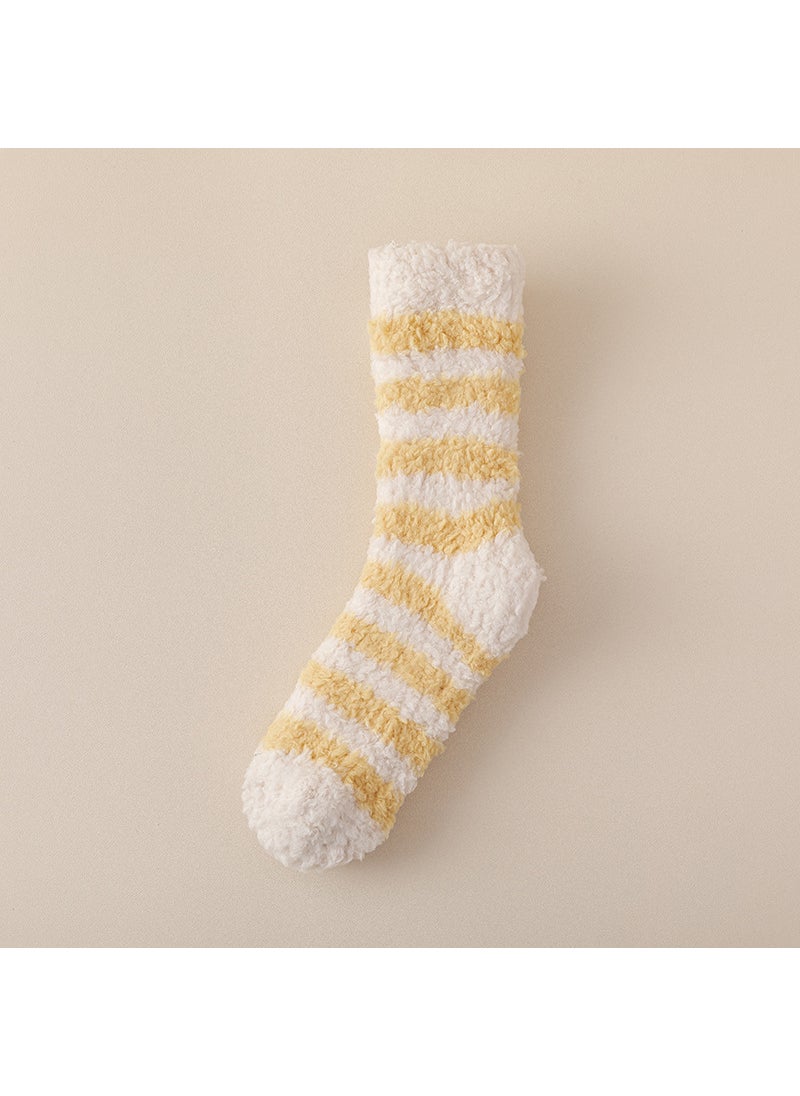 Generic - Striped Coral Fleece Socks Women Thick Warm Home Sleep Tangerine - Image 1