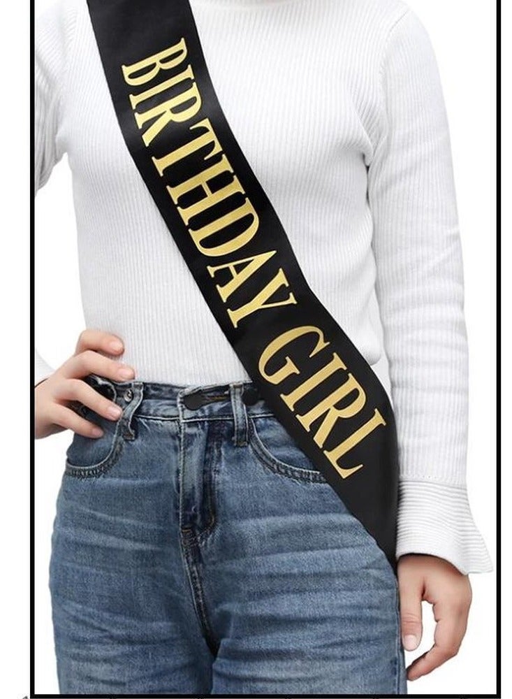 MARGOUN Birthday Girl Sash Party Decorations Party Favors Accessories Black - Image 1