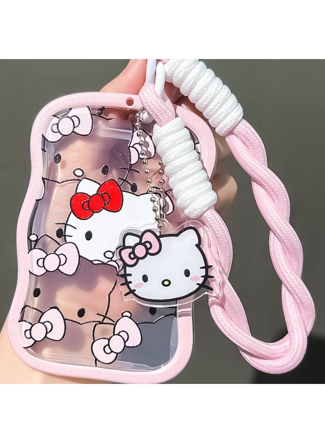 NIBEMINENT 1 - Piece Katie Cat Kpop Photo Card Holder Pendant Key Chain ID Badge Holder ID Card Holder Photo Card Protector for School ID Office ID Access Card for Women Girls