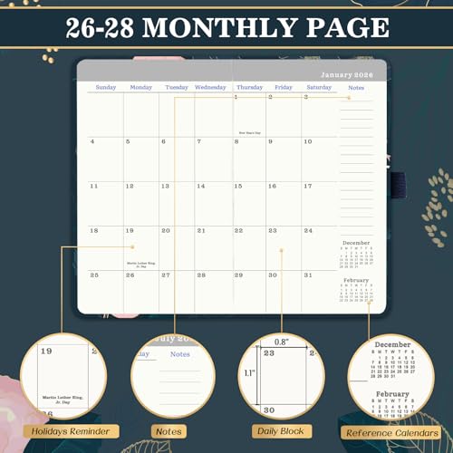 Indeme 2026-2028 Pocket Planner - 3 Year Monthly Planner 2026-2028, 6.3" x 3.8", Jan 2026 - Dec 2028, 60 Note Pages, Inner Pocket, Pen Loop, Elastic Closure - Image 3