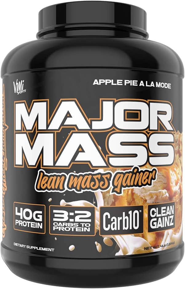 VMI Sports  Major Mass Lean Mass Gainer  Mass Gainer Protein Powder for Muscle Gain  Weight Gainer Protein Powder for Men  Weight Gainer for Women Apple Pie 4 Pounds - Image 1