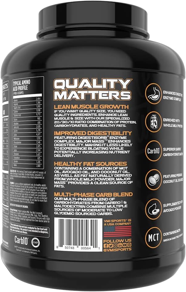 VMI Sports  Major Mass Lean Mass Gainer  Mass Gainer Protein Powder for Muscle Gain  Weight Gainer Protein Powder for Men  Weight Gainer for Women Apple Pie 4 Pounds - Image 3