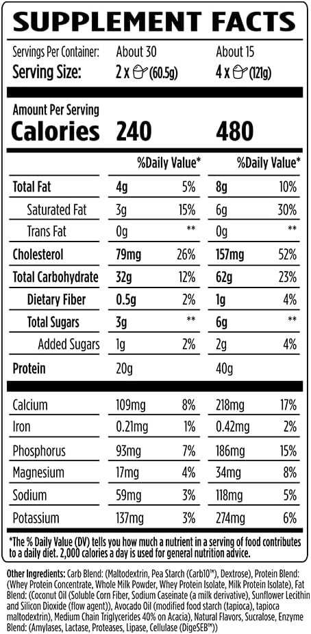 VMI Sports  Major Mass Lean Mass Gainer  Mass Gainer Protein Powder for Muscle Gain  Weight Gainer Protein Powder for Men  Weight Gainer for Women Apple Pie 4 Pounds - Image 5