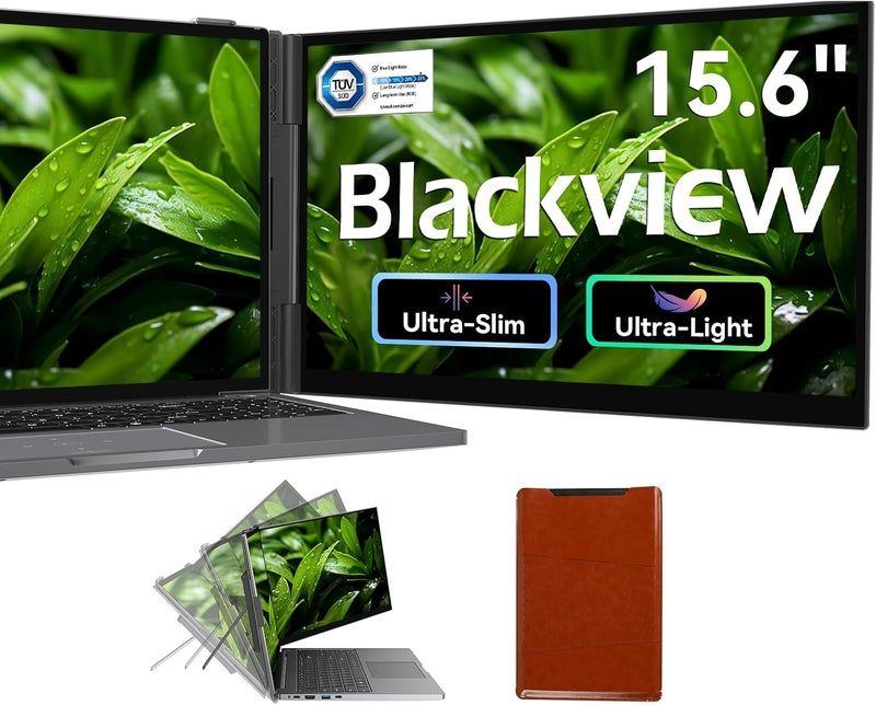 Blackview Laptop Screen Extender,15.6" Portable Monitor [FHD 1080P TÜV SÜD & Ultra-Slim],Two Cable USB C Travel for 13-17" Laptop,Plug & Play Compatible with Windows/Mac/Chrome OS - Image 1