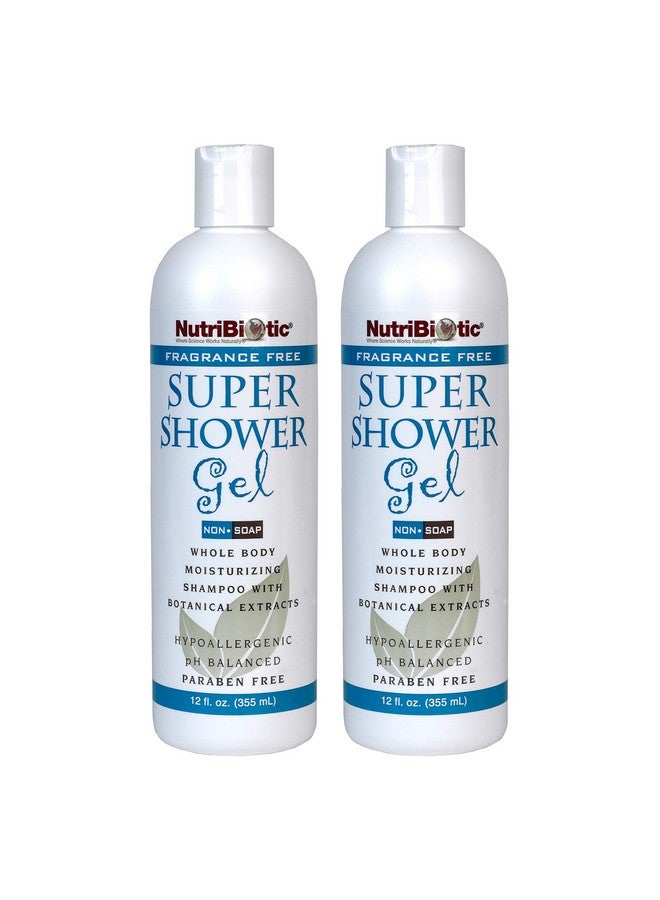 NutriBiotic - Fragrance-Free Super Shower Gel, 12 Oz Twin Pack | Whole-Body Moisturizing Shampoo with GSE & Botanical Extracts | pH Balanced & Free of Gluten, Parabens, Sulfates, Dyes & Colorings