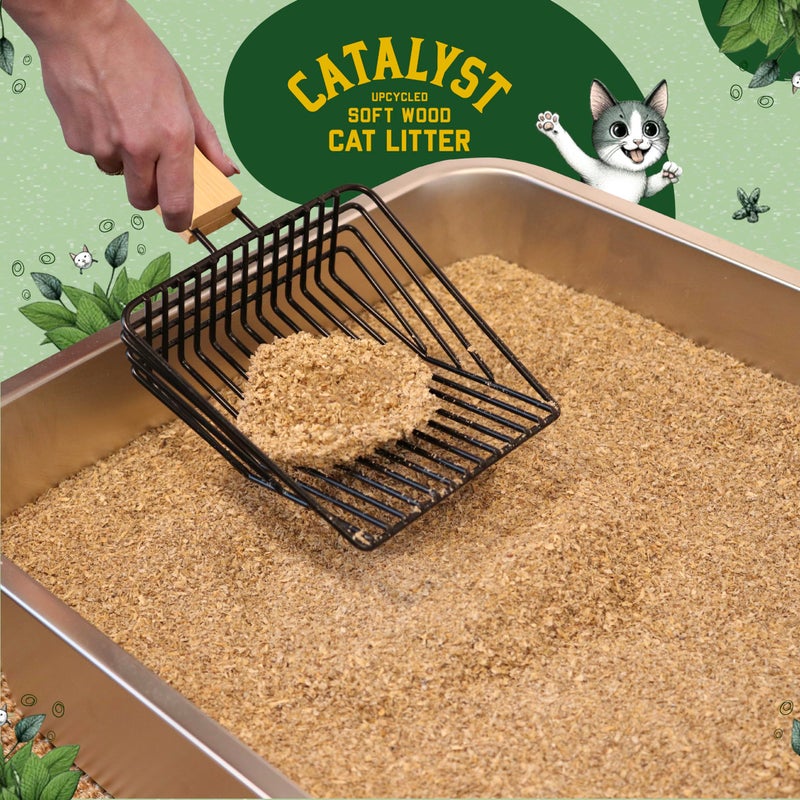 Catalyst Natural Soft Wood Cat Litter (2 Pack, 10lb Bags) - Superior Odor Control, Strong Clumping, Low Dust, and Biodegradable (10lb, Set of 2, Healthy Cat) - Image 2