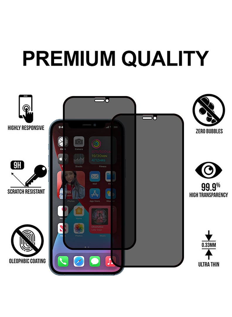 Theodor Pack of 2 Tempered Glass Screen Protector With 9H hardness For Apple iPhone 12 Pro Max 6.7 Privacy - Image 2