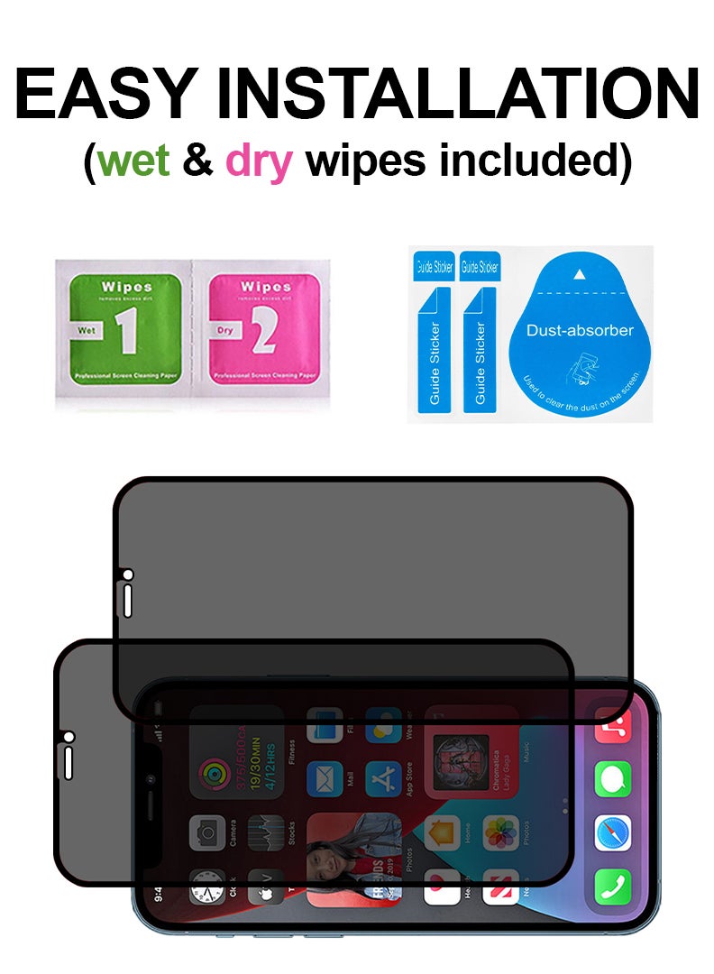 Theodor Pack of 2 Tempered Glass Screen Protector With 9H hardness For Apple iPhone 12 Pro Max 6.7 Privacy - Image 3