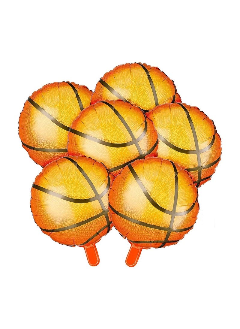 Excefore Balloon Party Supplies, Basketball Theme Birthday Balloons Aluminum Foil by, 18 Inch for Birthday World Game Sports Basketball Theme Party Decoration 6 Pcs - Image 1