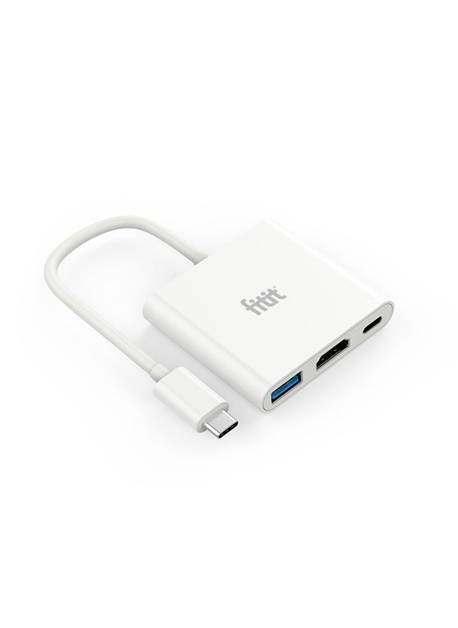 FITIT FITITI Type C Hub 3-in-1 Metalic body Hub, With 1X HDMI, 1X Type C, 1X USB Type A, Grey  - Image 1