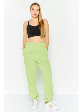 NIA Women Solid Drawstring Sweatpants, Matcha  - Image 2