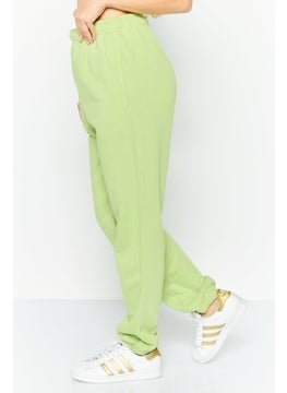 NIA Women Solid Drawstring Sweatpants, Matcha  - Image 3