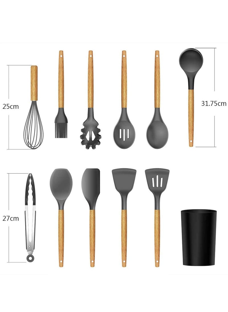 ELTRAZONE "Heat-Resistant 12-Piece Silicone Cooking Utensil Set – Black Spatulas and Spoons for Non-Stick Cookware"  - Image 4