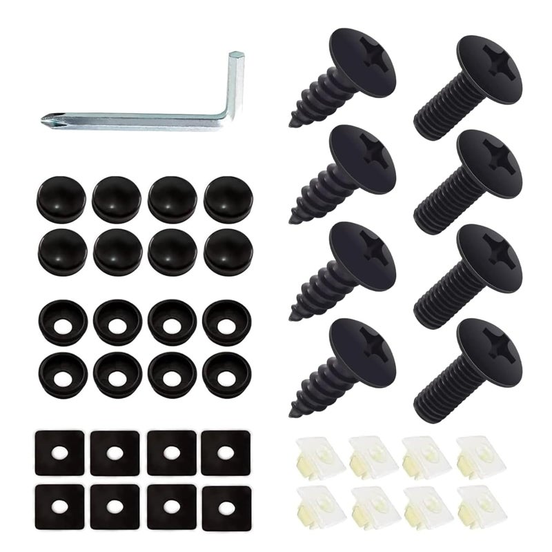 gunhunt 8 PCS License Plate Screws Kit M6 Stainless Steel Bolts American Standard License Plate Fasteners Black Phillips Screws Replacements Universal for Most Cars Trucks and Vans Black - Image 3