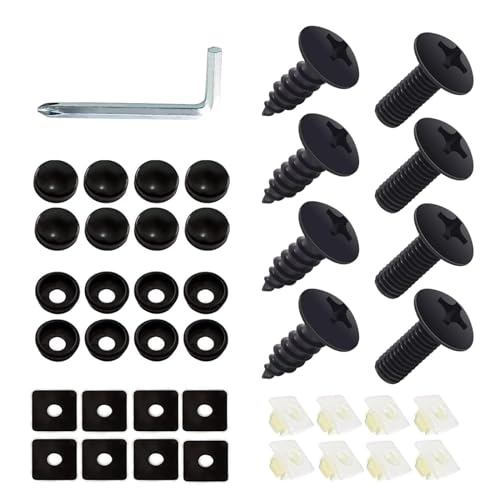 gunhunt 8 PCS License Plate Screws Kit M6 Stainless Steel Bolts American Standard License Plate Fasteners Black Phillips Screws Replacements Universal for Most Cars Trucks and Vans Black - Image 1