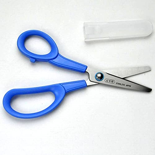 CANARY Left Handed Kids Scissors 6" for Age 6-8 Lefty Child, Safe Blunt Tip with Blade Cover, Made in JAPAN, Safety Elementary School Scissors, Blue - Image 3